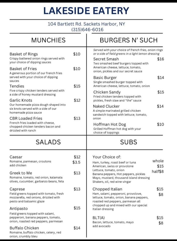 Lakeside Eatery Menu image 1